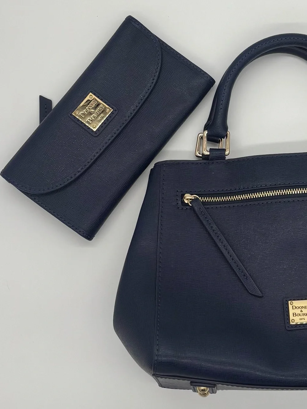 Dooney & Bourke Navy Leather Satchel with Wallet